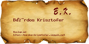 Bárdos Krisztofer névjegykártya